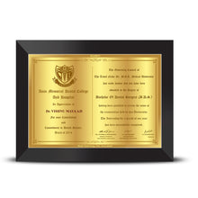 Load image into Gallery viewer, Customized Heritage Certificate with Matter Printed On 24K Gold Plated Foil For University Students