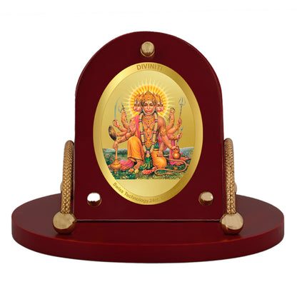 Diviniti 24K Gold Plated Foil Panchmukhi Hanuman Frame for Car Dashboard, Home Decor, Table & Office (8 CM x 9 CM)