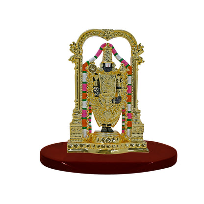 DIVINITI 24K Gold Plated Lord Tirupati Balaji Idol | Exquisite Divine Statue for Car Dashboard, Home Decor, Office Table Top, Pooja Room & Gift (8X5.5 CM)