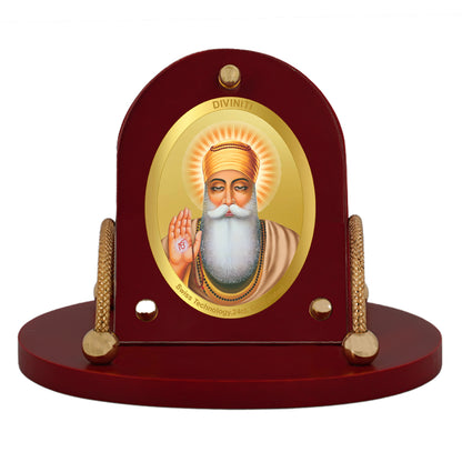 Diviniti 24K Gold Plated Foil Guru Nanak Dev Ji Frame for Car Dashboard, Home Decor, Table & Office (8 CM x 9 CM)
