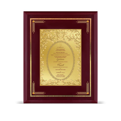Diviniti Customized Designer Wedding Card on 24K Gold Plated Foil For Marriage Invitation Size 4