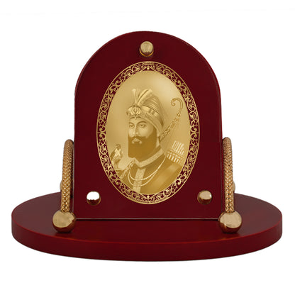 Diviniti 24K Gold Plated Foil Guru Gobind Singh Frame for Car Dashboard, Home Decor, Table & Office (8 CM x 9 CM)