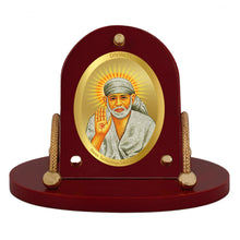 Load image into Gallery viewer, Diviniti 24K Gold Plated Sai Baba Frame for Car Dashboard, Home Decor, Table &amp; Office (8 CM x 9 CM)