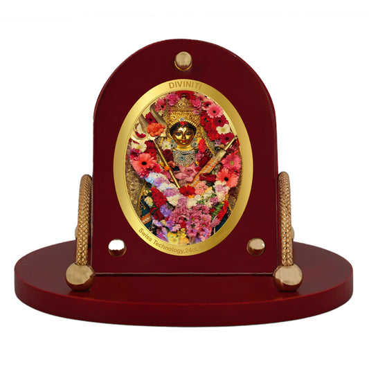 Diviniti 24K Gold Plated Foil Kali Ghat Frame for Car Dashboard, Home Decor, Table & Office (8 CM x 9 CM)