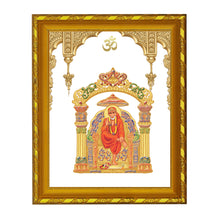 Load image into Gallery viewer, Diviniti 24K Gold Plated Sai Baba Photo Frame for Home Decor Showpiece (21.5 CM x 17.5 CM)
