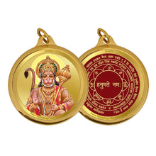 Load image into Gallery viewer, Diviniti 24K Double sided Gold Plated Pendant  Hanuman &amp; Yantra|18 MM Flip Coin (1 PCS)
