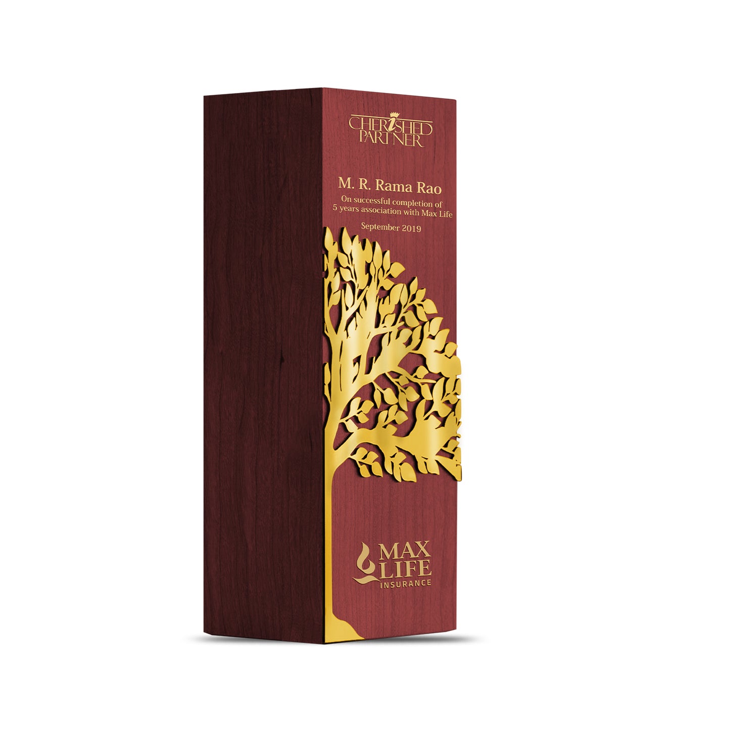 Customized Trophy with Metal Tree & Matter Printed For Corporate Gifting