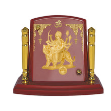 Load image into Gallery viewer, Diviniti 24K Gold Plated Durga Mata Frame For Car Dashboard, Home Decor, Table, Puja, Luxury Gift (8 x 6.5 CM)
