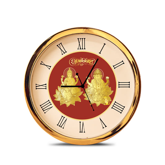 Diviniti 24K Gold Plated Round Analog Wall Clock For Wedding Gift (10 inch x 10 inch)