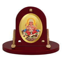 Load image into Gallery viewer, Diviniti 24K Gold Plated Ganesha Frame for Car Dashboard, Home Decor, Table &amp; Office (8 CM x 9 CM)
