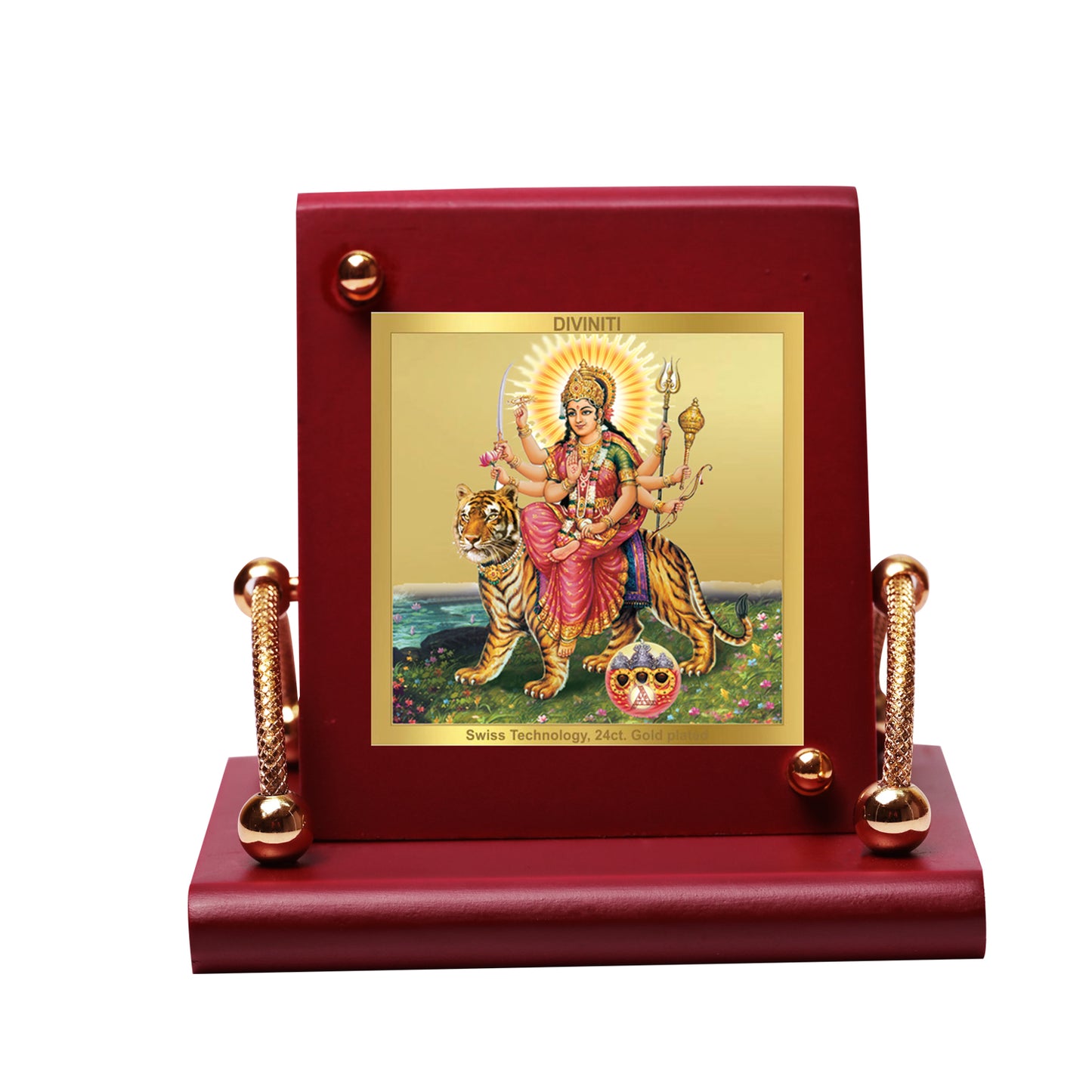 24K Gold Plated Foil Goddess Durga Customized Photo Frame For Corporate Gifting