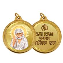 Load image into Gallery viewer, Diviniti 24K Double sided Gold Plated Pendant  SAI BABA &amp; OM|18 MM Flip Coin (1 PCS)
