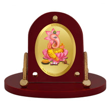 Load image into Gallery viewer, Diviniti 24K Gold Plated Kamal Ganesha Frame for Car Dashboard, Home Decor, Table &amp; Office (8 CM x 9 CM)
