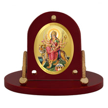 Load image into Gallery viewer, Diviniti 24K Gold Plated Durga Mata Frame for Car Dashboard, Home Decor, Table &amp; Office (8 CM x 9 CM)
