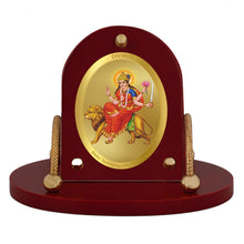 Load image into Gallery viewer, Diviniti 24K Gold Plated Katyayani Mata Frame for Car Dashboard, Home Decor, Table &amp; Office| MDF 7D+ Royal Car Frame with 24K Gold Plated Foil| Religious Frame for Puja, Festival Gift (8 CM x 9 CM)