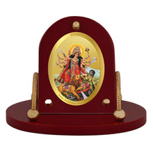 Load image into Gallery viewer, Diviniti 24K Gold Plated Durga Mata Frame for Car Dashboard, Home Decor, Table &amp; Office (8 CM x 9 CM)