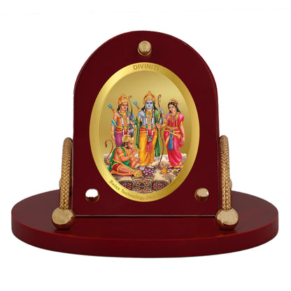 Diviniti 24K Gold Plated Foil Ram Darbar Frame for Car Dashboard, Home Decor, Table & Office (8 CM x 9 CM)