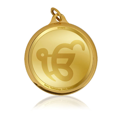 Diviniti 24K Gold Plated Khanda Sahib & Ik Onkar 22MM Double Sided Pendant For Men, Women & Kids