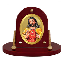 Load image into Gallery viewer, Diviniti 24K Gold Plated Jesus Frame for Car Dashboard, Home Decor, Table &amp; Office (8 CM x 9 CM)
