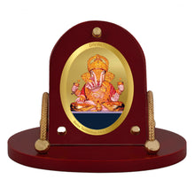 Load image into Gallery viewer, Diviniti 24K Gold Plated Dagdu Ganesh Frame for Car Dashboard, Home Decor, Table &amp; Office (8 CM x 9 CM)
