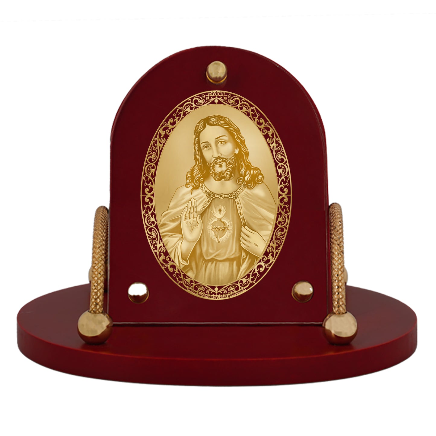 Diviniti 24K Gold Plated Foil Jesus Frame for Car Dashboard, Home Decor, Table & Office (8 CM x 9 CM)