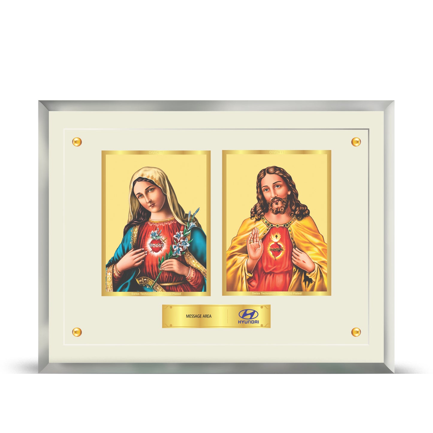 24K Gold Plated Foil Jesus & Mother Mary Customized Photo Frame For Corporate Gifting