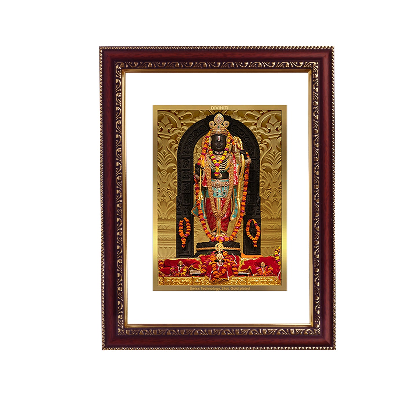 Diviniti 24K Gold Plated Foil Ram Lalla Photo Frame For Home Decor, Wall Hanging, Table, Puja Room & Gift DG105S3 (27.6X35.4 CM)