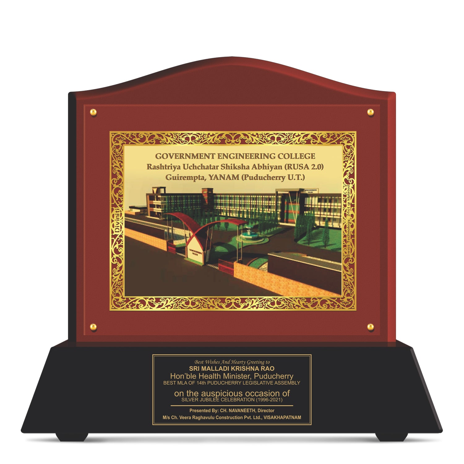 Momento Frame Design Customized MDF Memento With Image Printed on 24K Gold Plated Foil For ...