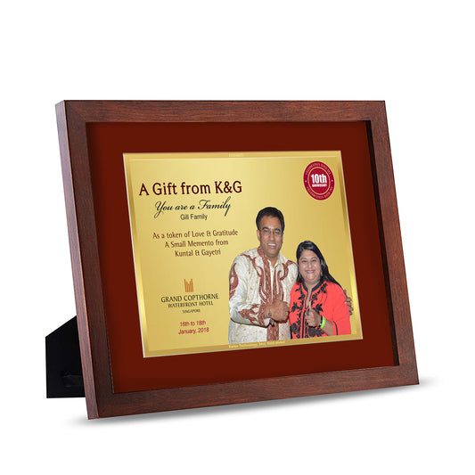 Diviniti 24K Gold Plated Foil Customized Wall Photo Frame Home & Office Decor, Tabletop, Puja Room, Workshop, Gift Items | MDFS2 (20x16 CM)