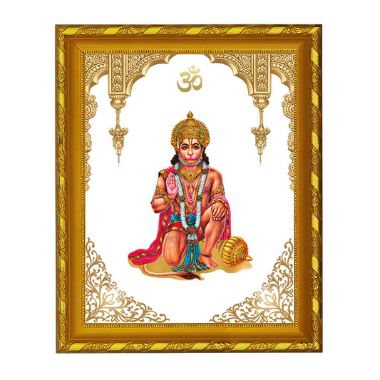 DIVINITI 24K Gold Plated Foil Lord Hanuman Photo Frame Idol for Home Decor, Puja Room, Table Top, Wall Hanging, Workshop, Gift|DG103 Size 2 (22.6x18.4 CM)