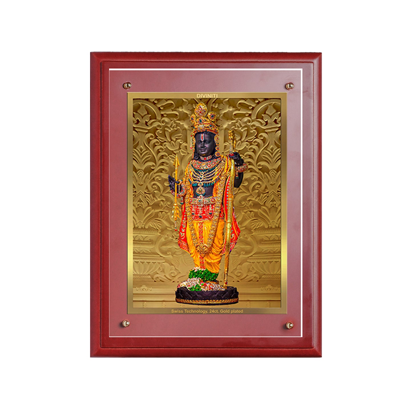 Diviniti 24K Gold Plated Foil Ram Lalla Photo Frame for Home Decor, Puja Room, Wall Hanging, Tabletop, Workshop, Gift MDFS3 (30.2x22.7)