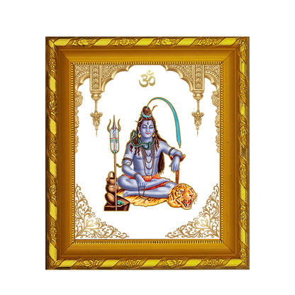 DIVINITI 24K Gold Plated Foil Shiva Photo Frame for Home & Office Decor and Tabletop DG 103 Size 1 (15.3x14.9 CM)