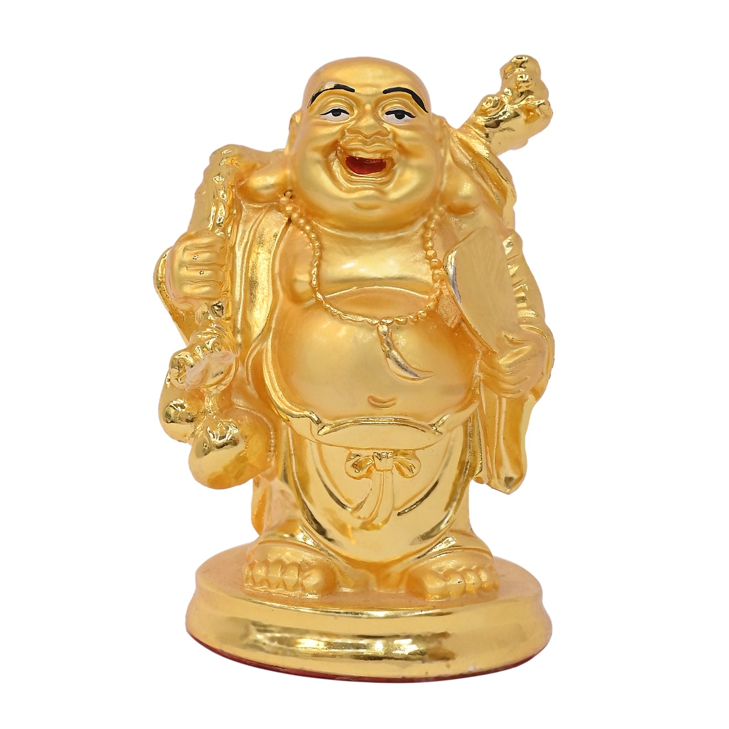 DIVINITI 24K Gold-Plated Laughing Buddha Idol Embrace Joy, Prosperity, and Happiness for Home Office Décor, Tabletop, Gift (10.5x7 CM)