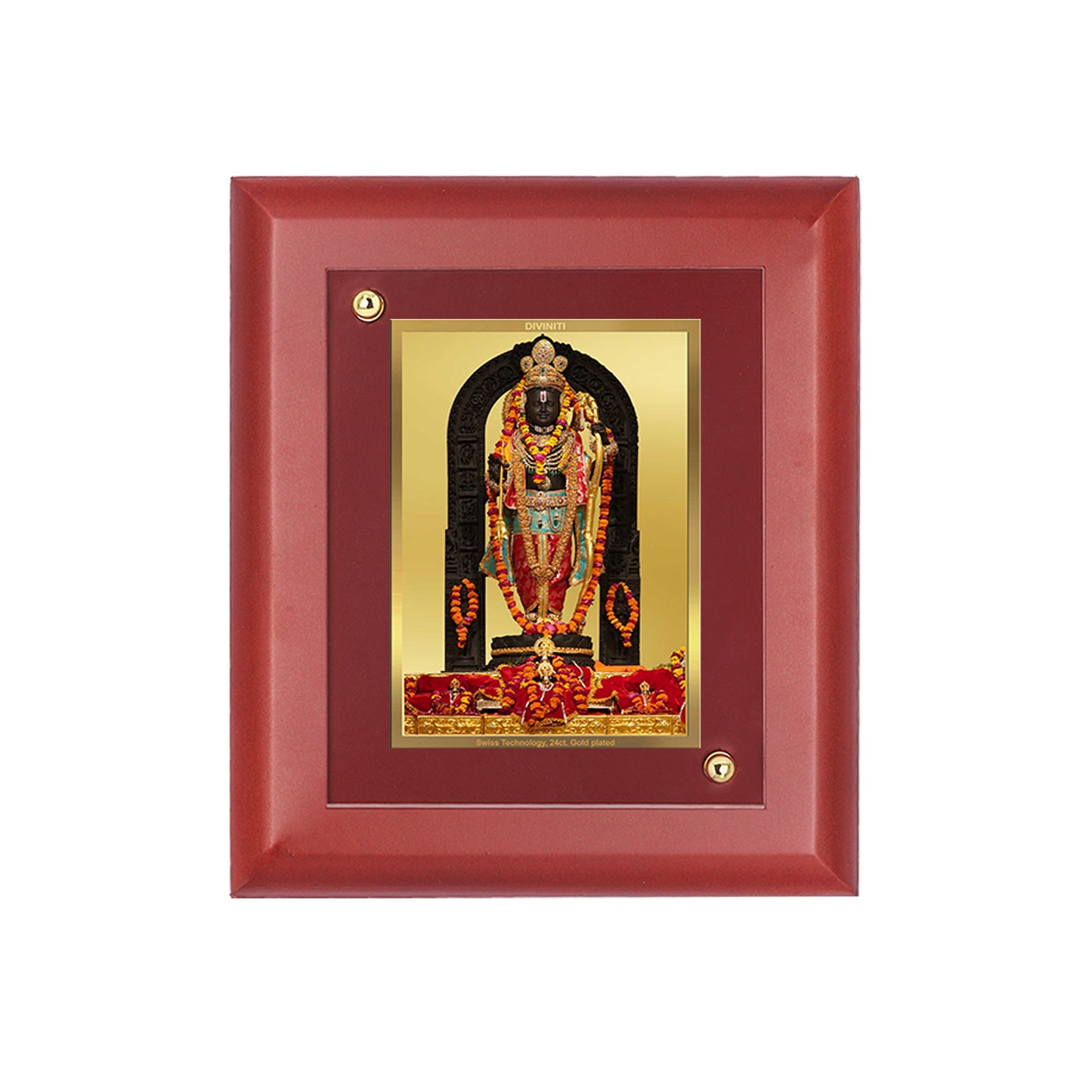 DIVINITI 24K Gold Plated Foil Ram Lalla Photo Frame Idol for Home Wall Decor, Table Top, Puja Room , Luxury Gift|MDF Size 1 (16.7x14.2 CM)