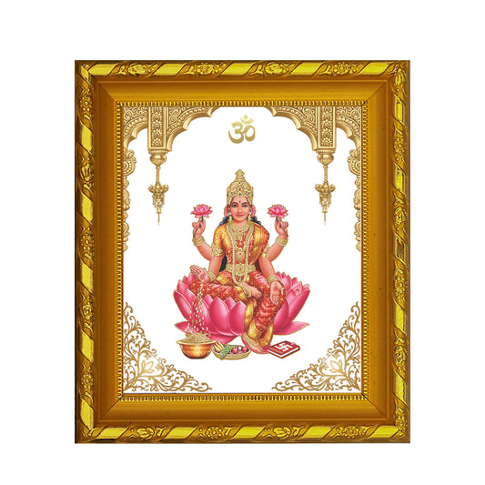 DIVINITI 24K Gold Plated Foil Laxmi Mata Photo Frame for Home & Office Decor, Table DG 103 Size 1 (15.3x14.9 CM)