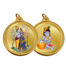 Load image into Gallery viewer, Diviniti 24K Double sided Gold Plated Pendant  RADHA KRISHNA &amp; BALGOPAL|18 MM Flip Coin (1 PCS)
