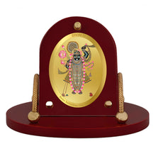 Load image into Gallery viewer, Diviniti 24K Gold Plated Shrinathji Frame for Car Dashboard, Home Decor, Table &amp; Office (8 CM x 9 CM)