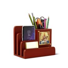 Load image into Gallery viewer, Diviniti Customized Pen Holder with 24K Gold Plated Saraswati Ji Frame For University (10 x 12 CM)