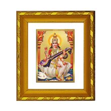 Load image into Gallery viewer, DIVINITI 24K Gold Plated Saraswati Mata Wall Photo Frame For Home Decor, Office, Gift (15.0 X 13.0 CM)