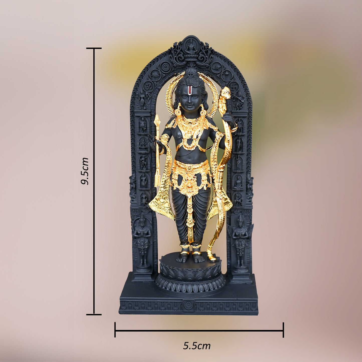 DIVINITI 24K Gold Plated Ram Lalla Idol | Exquisite Divine Statue For Home Decor, Office, Pooja Room & Gift (9.5x5.5 CM)