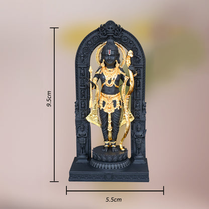 DIVINITI 24K Gold Plated Ram Lalla Idol | Exquisite Divine Statue For Home Decor, Office, Pooja Room & Gift (9.5x5.5 CM)