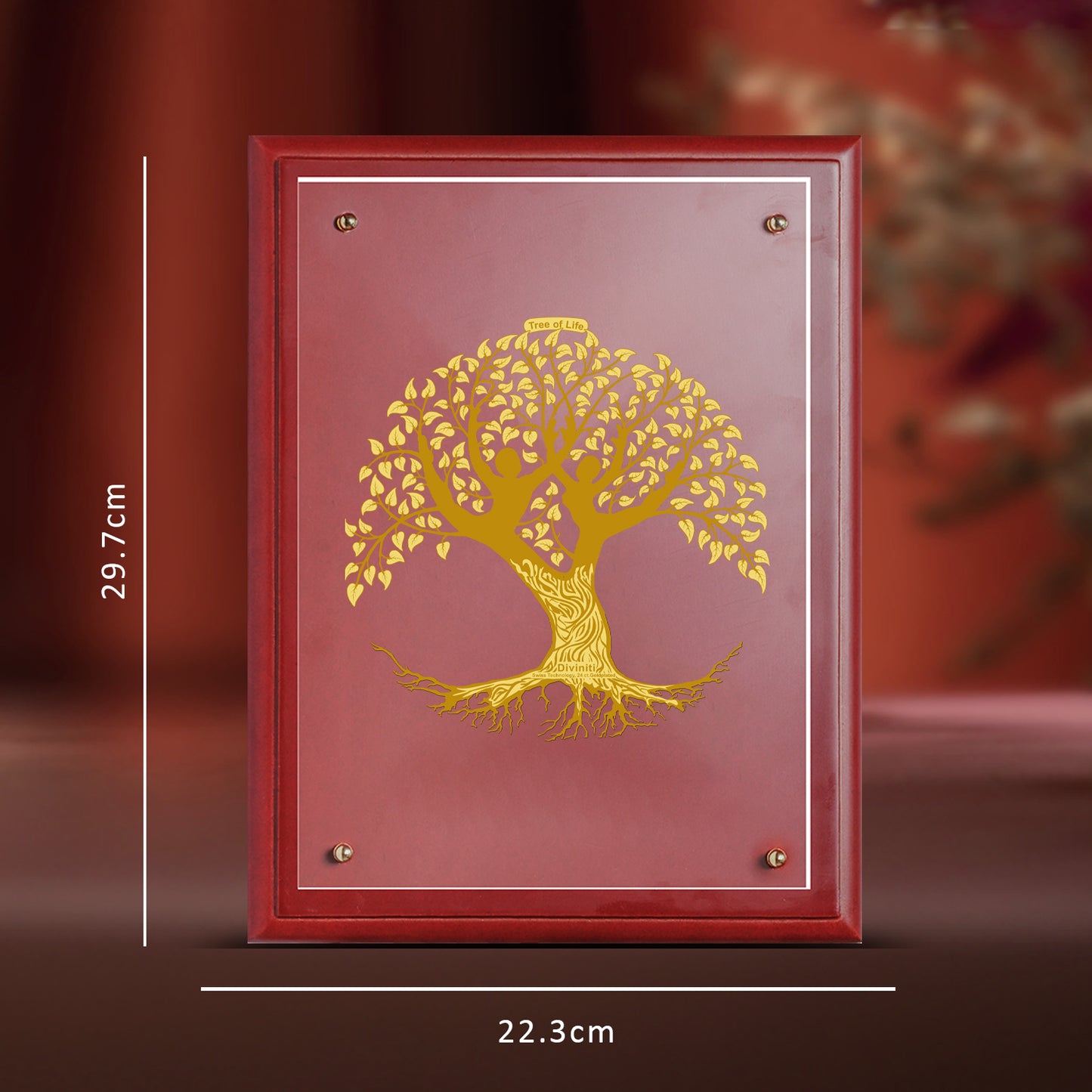 Diviniti 24K Gold Plated Foil Tree Of Life Wall Photo Frame for Home Decor, Tabletop, Workshop, Gift MDFS3 (30.2x22.7)