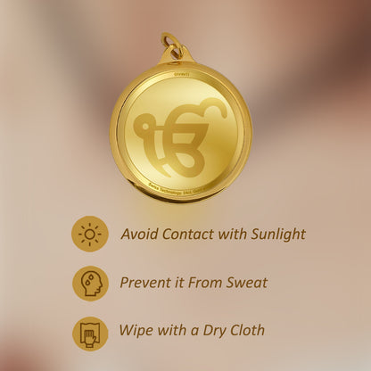 Diviniti 24K Gold Plated Guru Nanak & Ek Omkar 22MM Double Sided Pendant For Men, Women & Kids