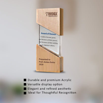 Customized Base Acrylic Trophy with Printed Matter For Corporate Gifting