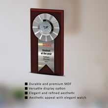 Load image into Gallery viewer, Customized MDF Base Metal Trophy With Watch &amp; Matter Printed For Corporate Gifting