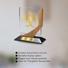 Load image into Gallery viewer, Customized MDF Base Acrylic Trophy with 24K Gold Plated Foil For Corporate Gifting
