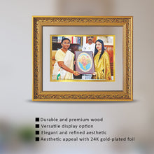 Load image into Gallery viewer, Golden Felicitation Frame in Double Glass with Image Printed on 24K Gold Plated Foil For Corporate Gifting