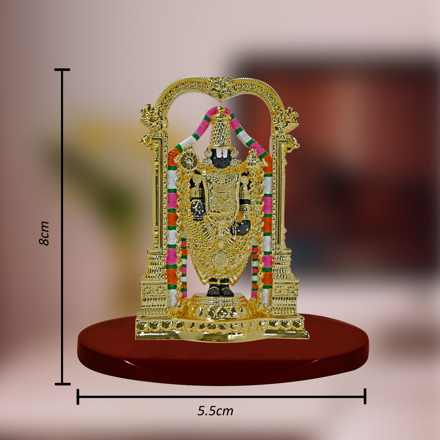 DIVINITI 24K Gold Plated Lord Tirupati Balaji Idol | Exquisite Divine Statue for Car Dashboard, Home Decor, Office Table Top, Pooja Room & Gift (8X5.5 CM)