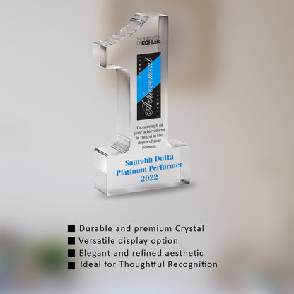Customized Crystal Trophy with Matter Printed For Corporate Gifting