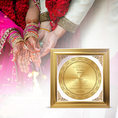 Diviniti Customized Designer Wedding Card on 24K Gold Plated Foil For Marriage Invitation (26.7 X 26.7 CM)
